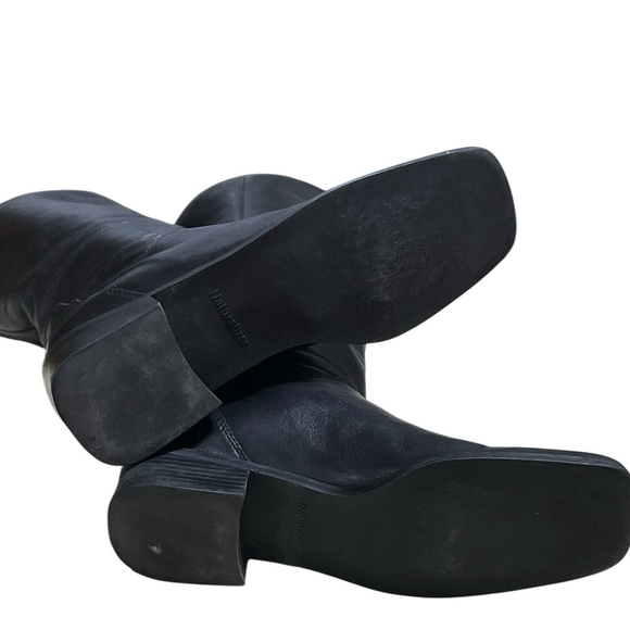 Naturalizer Womens 8M Boots Mid Calf Pull On Square Toe Leather Black 885N41 - Picture 6 of 11